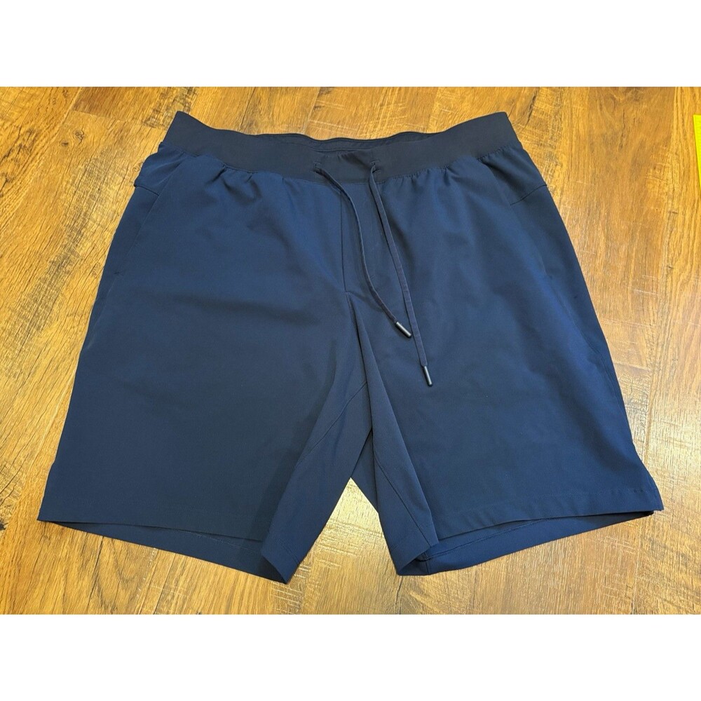 Lululemon Men's Athletic Activewear Unlined Shorts Navy Blue Knit Drawstring XL